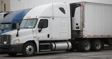 White temperature controlled freight truck