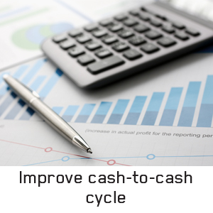 business-chart-profits-with-words-improved-cash-to-cash-cycle-written-below