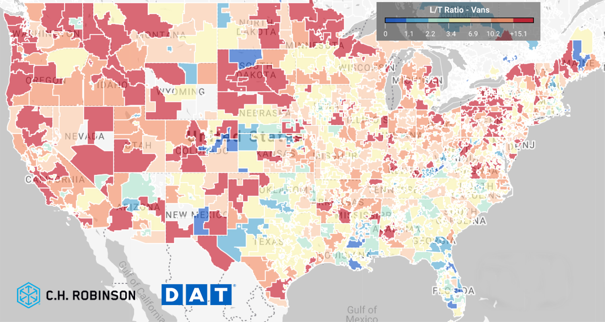 Karte LT Verhältnis Lieferwagen Sept21| C.H.Robinson