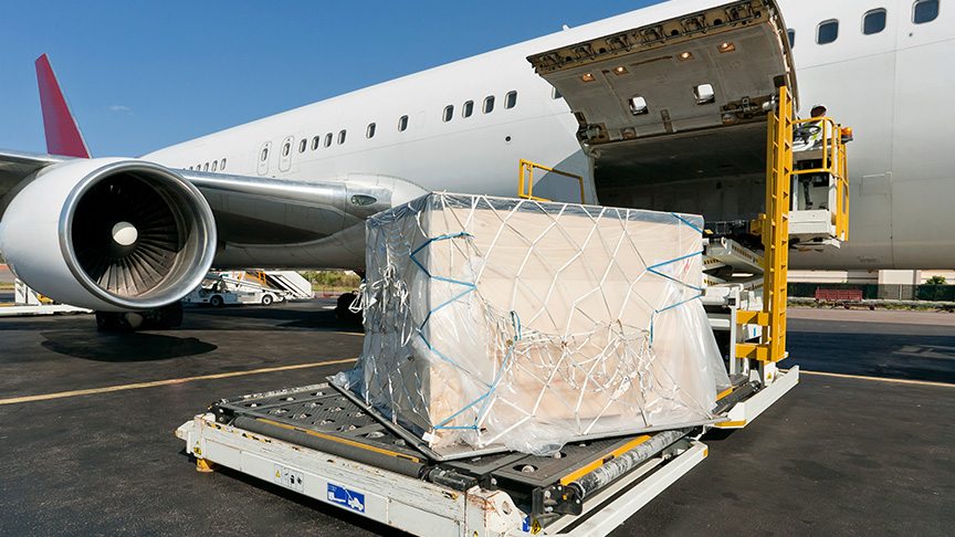 Cargo being prepared for air charter service