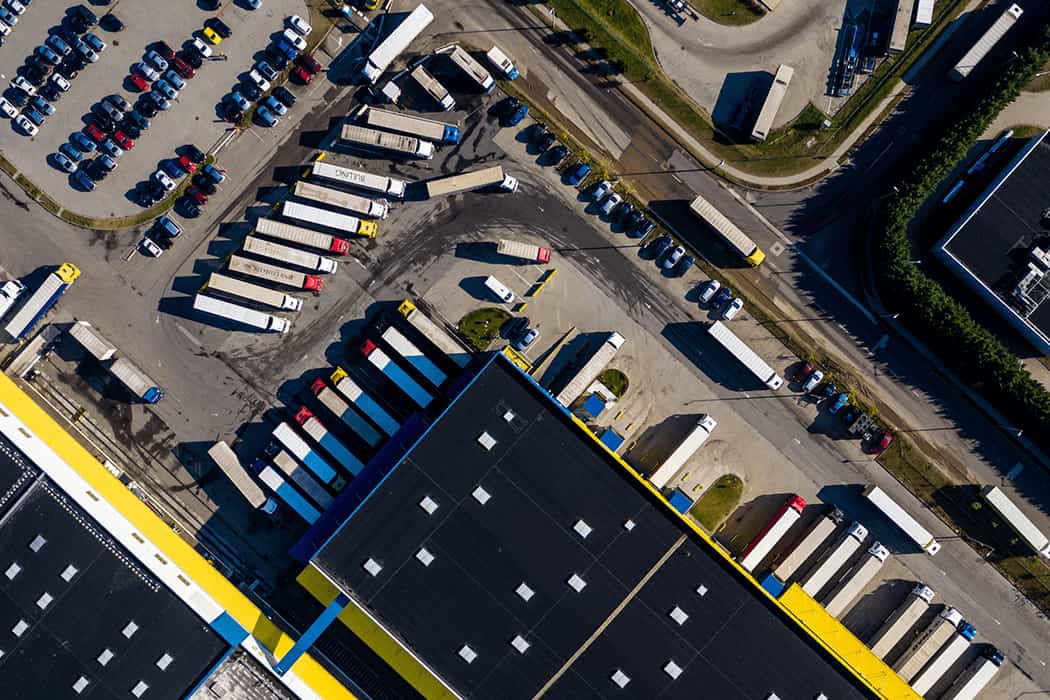 ariel view of truckoad loading dock