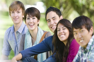 Smiling group of children with scholarships
