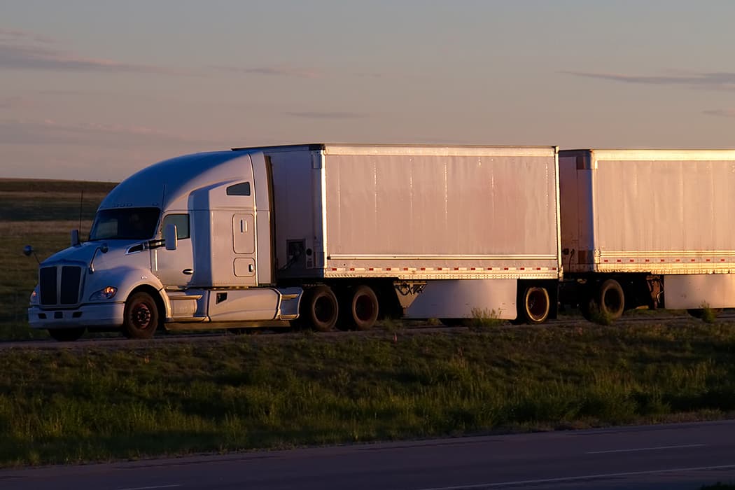 Less than truckload shipment at sunset