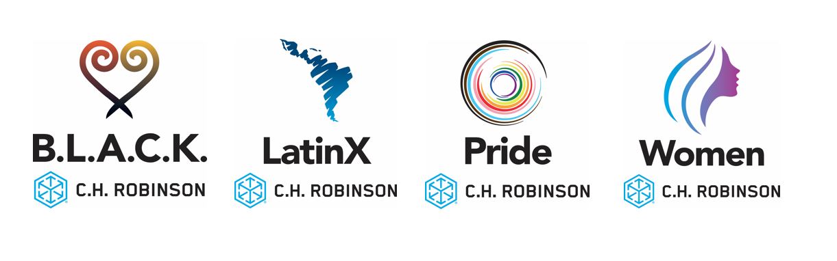 Quatre logos de programmes de diversité et d'inclusion chez C.H. Robinson