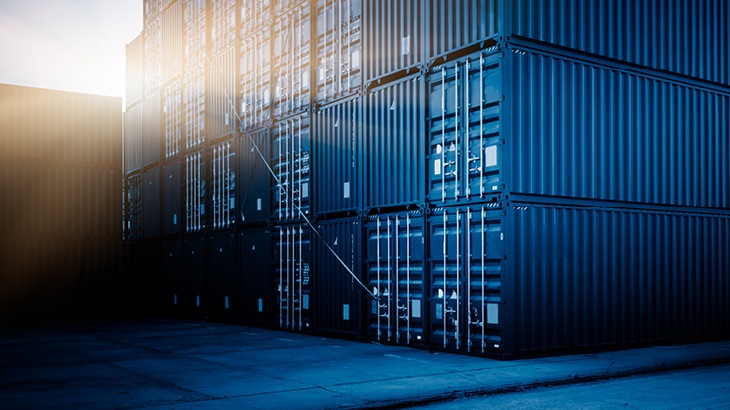 containers stacked at a port