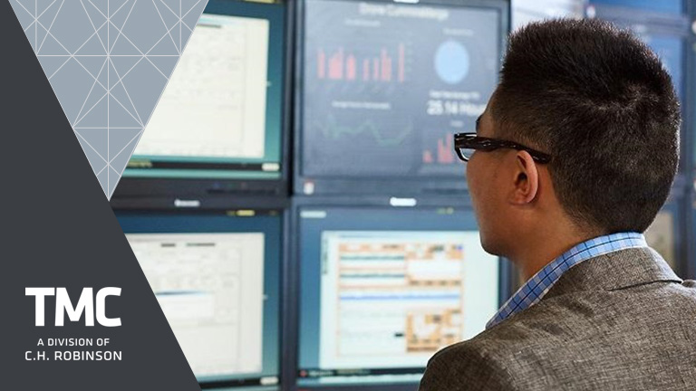 TMC - A division of C.H. Robinson - man monitoring global tms dashboards