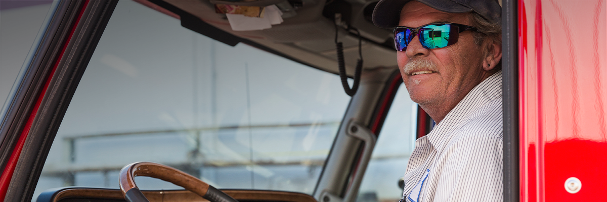 Truck driver with sun glasses
