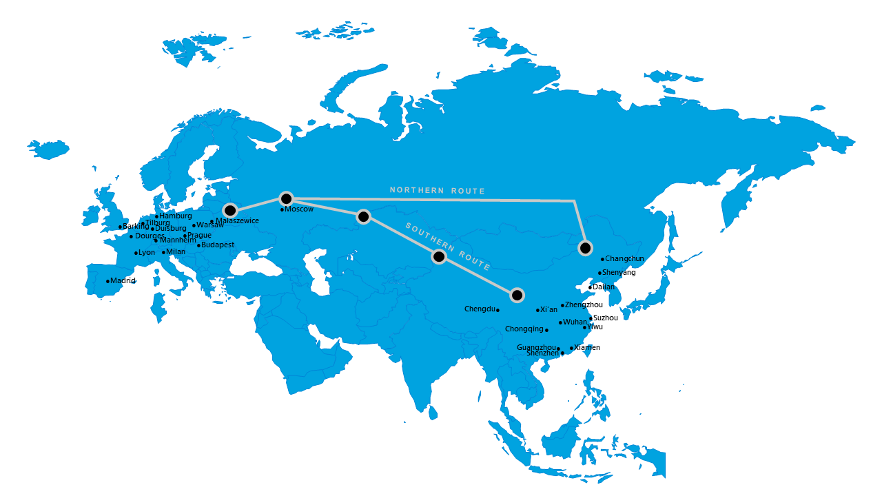Europe to Asia rail map