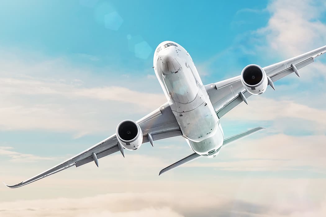 Air freight plane in the sky