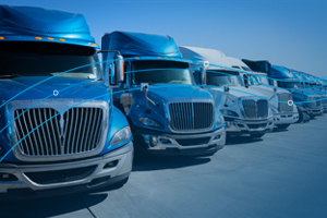 Truckload fleet with blue overlay