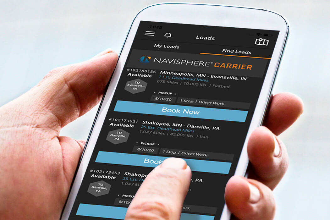 Carriers booking on mobile device
