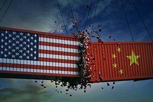 Trade war: Shipping containers colliding