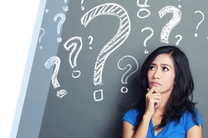 Stock photo of woman with questions