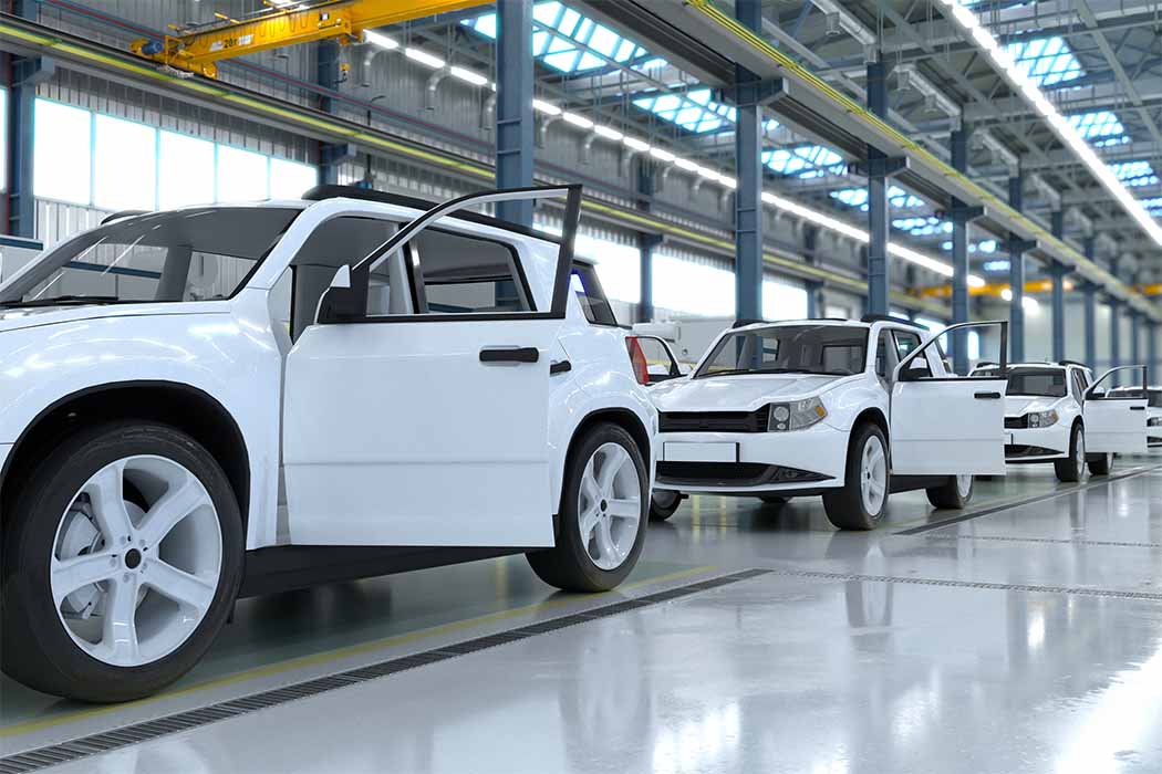 New automobiles in production line