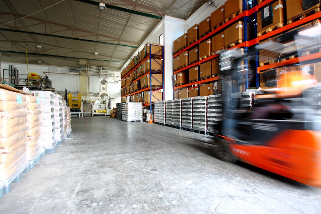 Retail consolidation: forklift in warehouse